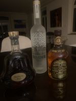 Belvedere organic Vodka, Hennessy x.o. Cognac, Chivas Whisky