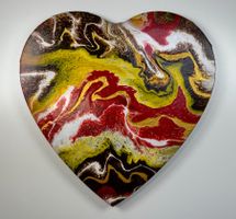 Acryl-Flüssigmalerei, Herzform
