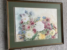 Aquarell Blumenbild gerahmt