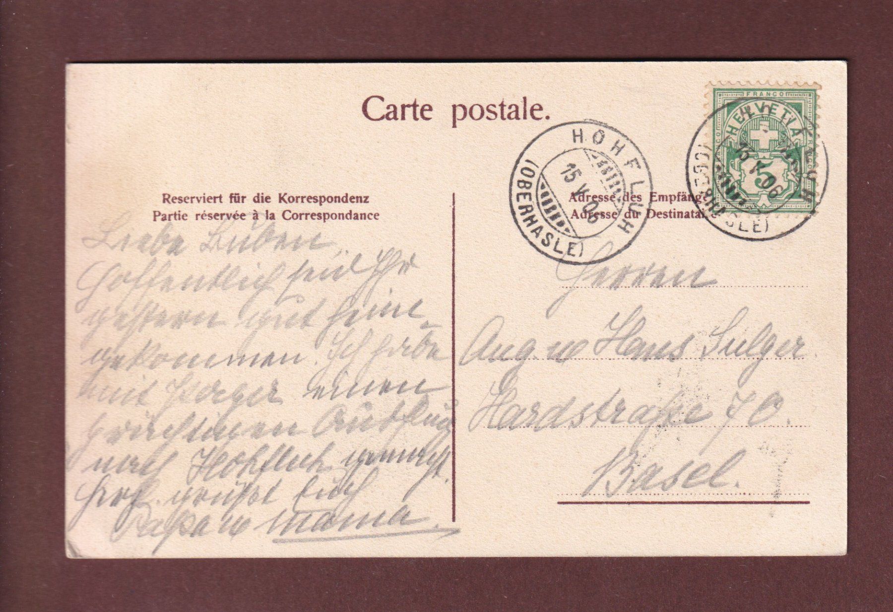 Cartoline postali: HASLIBERGSTRASSE - Mann - 1906 – Usato da Pully venduto da nicecards-shop 1