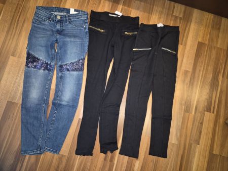3er Set Mädchen Hosen, Jeans und Leggings, 140  K2