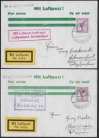 1929 DR zwei Luftpost Briefe Verkehrsflug ab Nürnberg ab 1.-