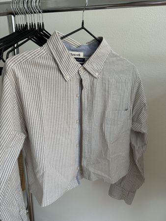 Rework Bluse gestreift, beige, XS/S