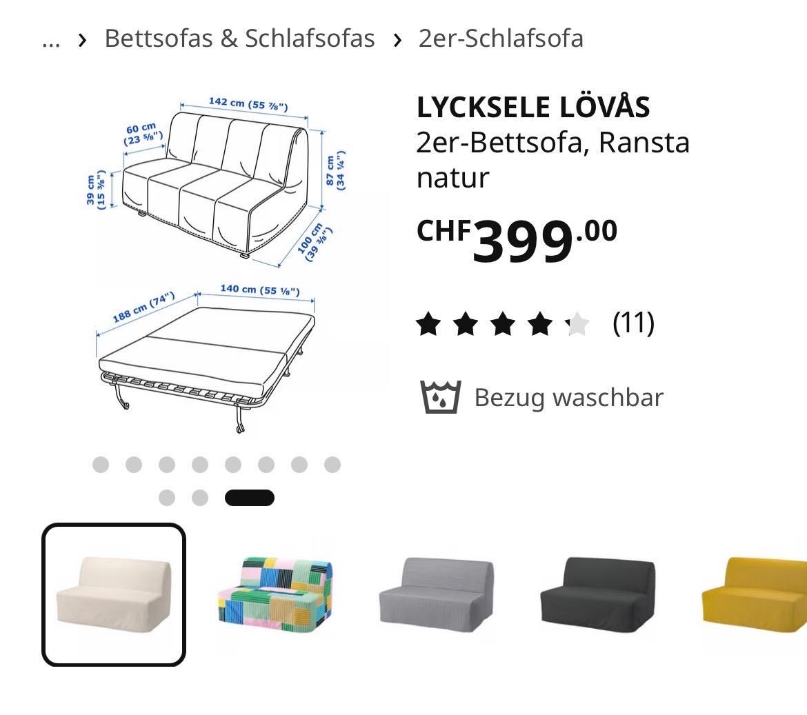 Sofas: IKEA 2-seater sofa bed, Ransta natur – D'occasion à Zürich par con_9yf2 2