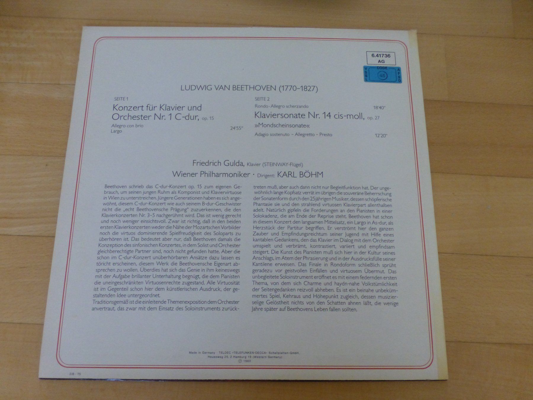 Schallplatten: Schallplatte: Beethoven Klavierkonzert – Gebraucht aus Hergiswil NW von annettelia 1