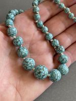 Collier Porzellan " TÜRKIS " 45cm TOP sehr apart prächtig