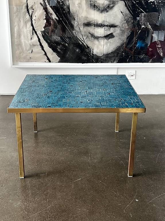 Tables: Brutalist Mosaic and brass coffee table  – D'occasion à Oberägeri par Theonose74
