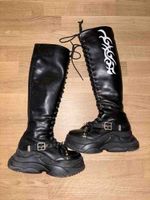 Plateau Stiefel schwarz mit Schnürung akzeptabel
