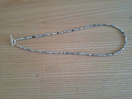 Aquamarin Hals Kette mit 925 Silber Verschluss
