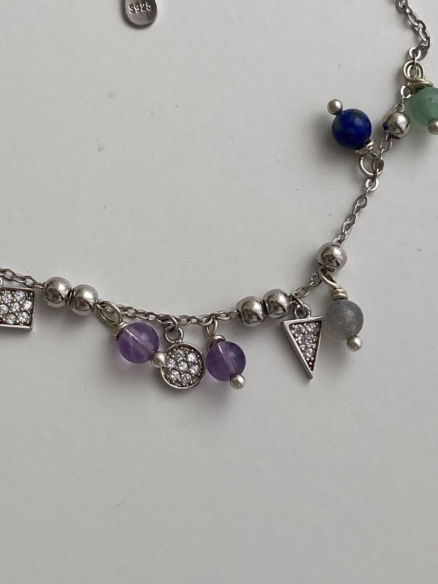 Bracciali & Braccialetti: Silber 925 Fusskette mit Steinen – Nuovo e nell'imballaggio originale da Givisiez venduto da dor_xb9k 2