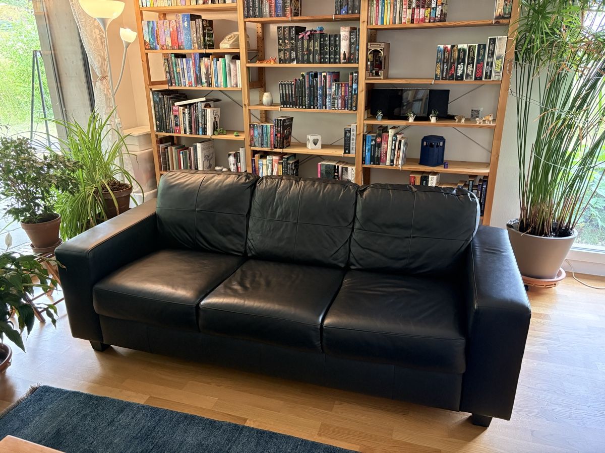 Ikea Divani: Ledersofa schwarz, 3er – Usato da Kehrsatz venduto da reg_2jxj
