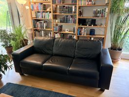 Ledersofa schwarz, 3er
