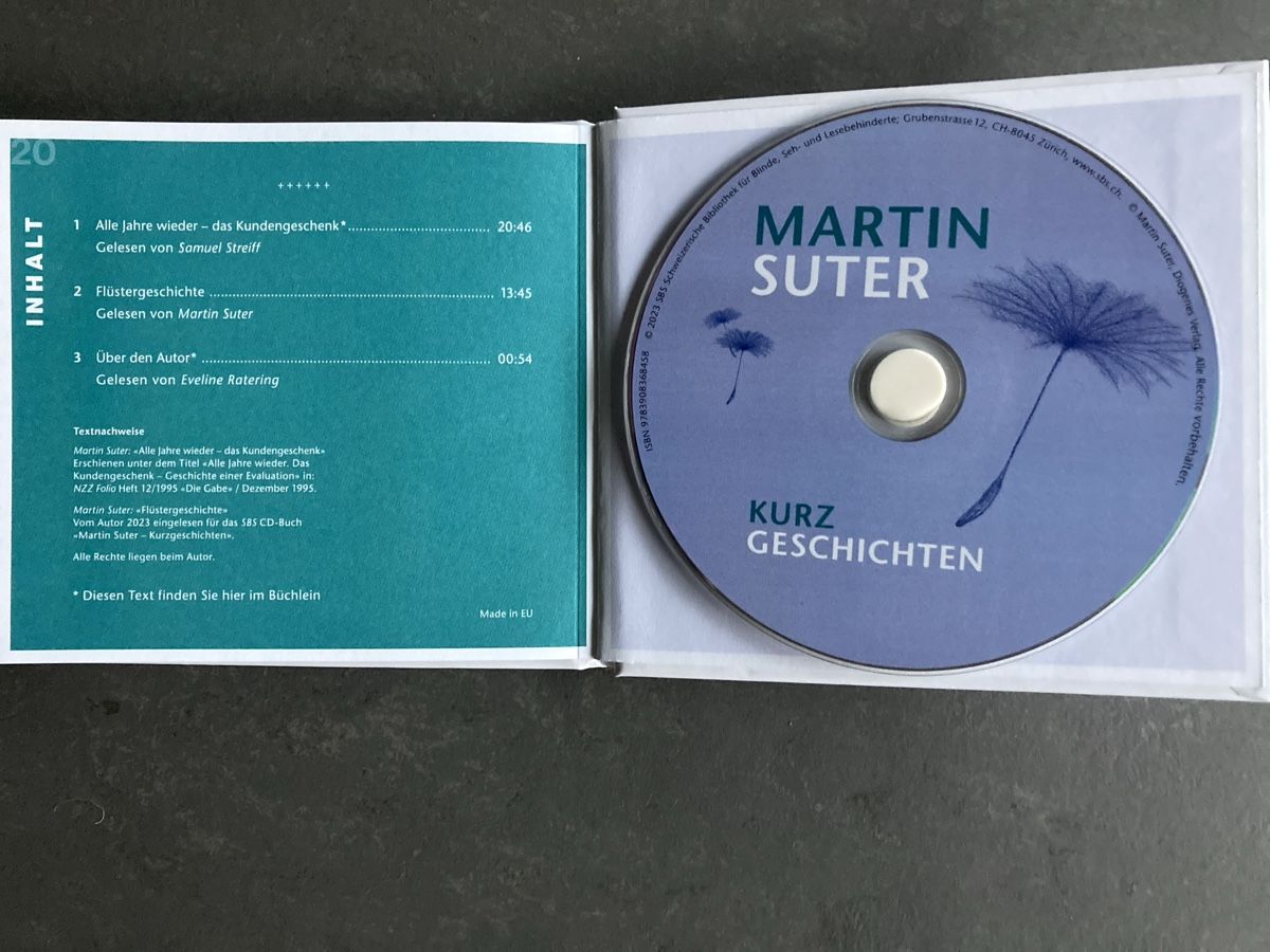 Audiolibri: Martin Suter: Kurzgeschichten mit CD – Nuovo (secondo la descrizione) da Dallenwil venduto da kavogt6 2
