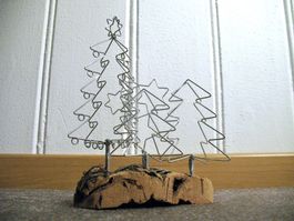 Draht Figuren Weihnachts-Deko Mini-Skulptur 4-teilig Kork