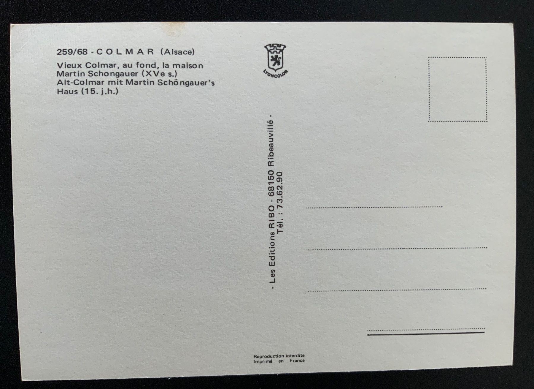 Cartoline postali: Ansichtskarte ungelaufen, Le Vieux Colmar – Usato da Sempach Station venduto da blackhors 1