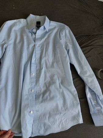 H&M Herren Hemd, Hellblau, Gr. M, Slim Fit