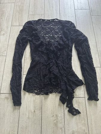 Bluse Spitze durchsichtig schwarz Gr. s