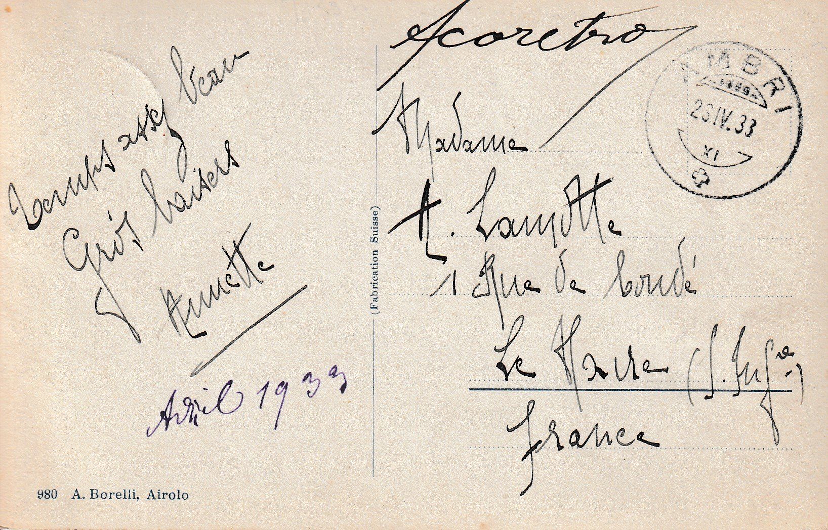 Cartoline postali: AK - Altanca Kirche - gel. 23.4.1933 – Usato da Fribourg venduto da schnalla92 1