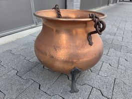 antiker Kuper Kessel 40 cm x 37 cm zum Aufhängen