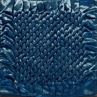 Kissenbezug blau mit Raffung 40x40cm, Reissverschluss. NEU