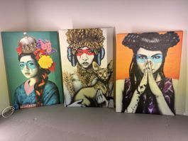 3er-Set Designer-Wandbilder | Urban Art | Grossformat