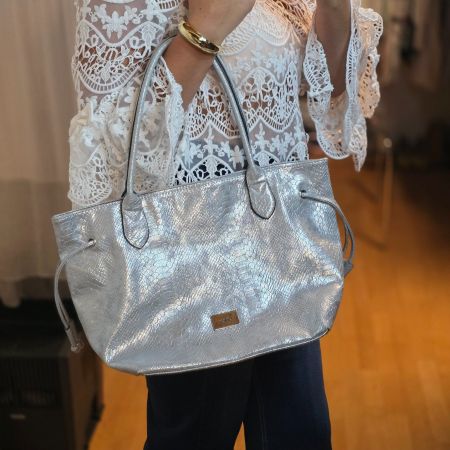 Gabor Silberne Shopper Handtasche Metallic