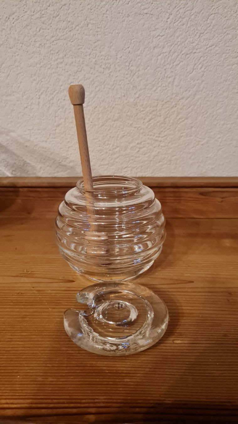 Glasi Hergiswil Bicchieri: Glasi Hergiswil Honigglas + Holzstab – Nuovo (secondo la descrizione) da Münsingen venduto da Cuci31 1