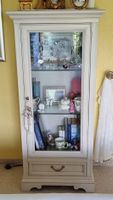Vitrinen Schrank weiss mit Glasfront und Schublade 
