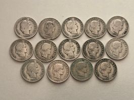 Lot mit 14 Stk. 5 Rp. (1897-1908)