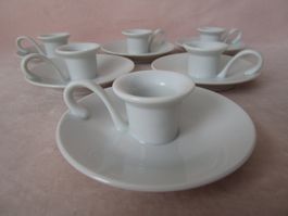 6er-Set Kerzenhalter Kammerleuchte Porzellan weiss neu
