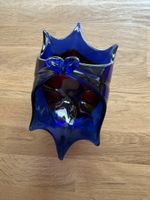 Vase en verre de Murano bleu profond, design unique!