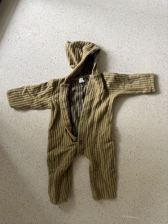 Hessnatur Wollwalk Overall oliv Grösse  86/92 gebraucht