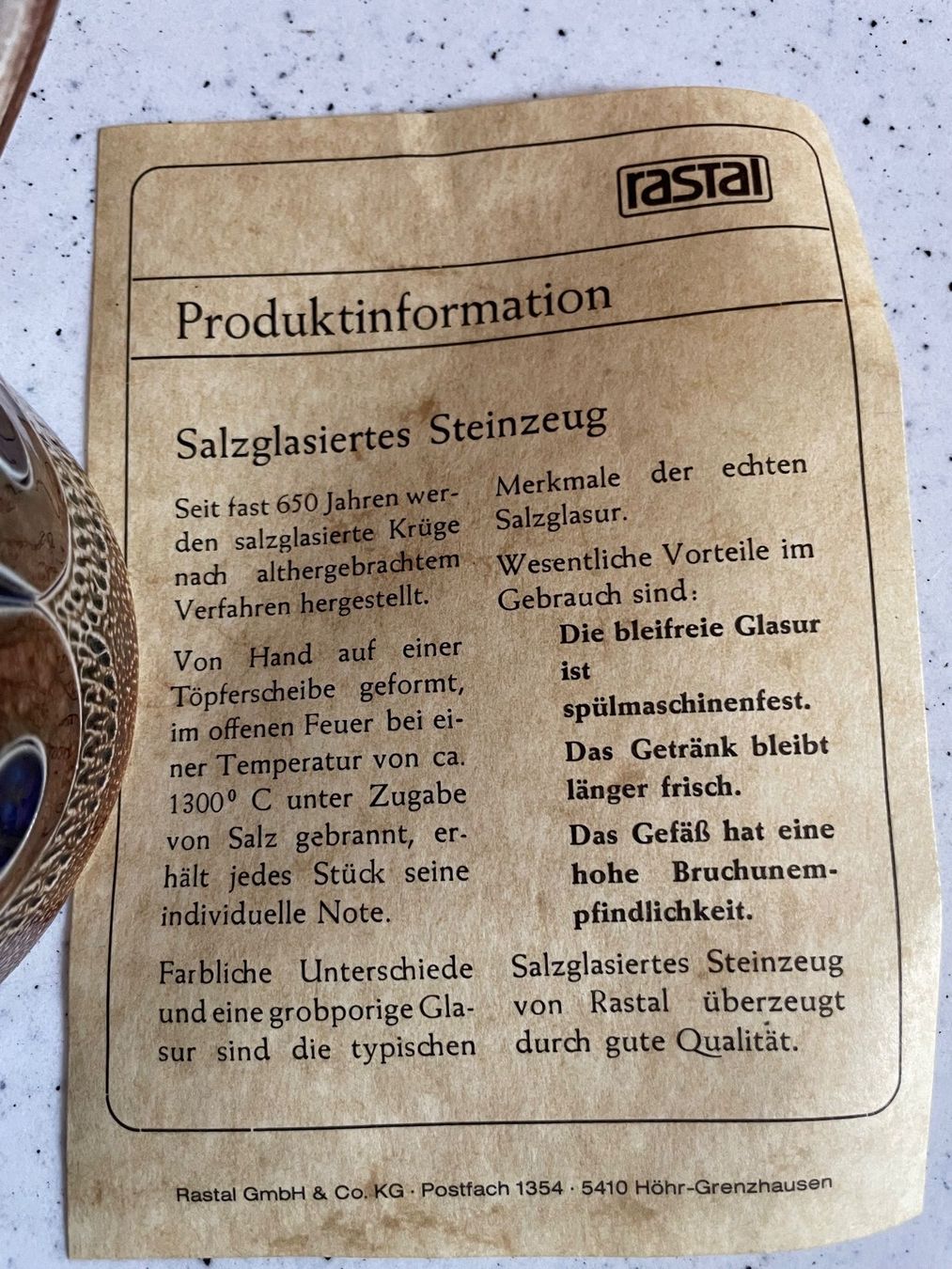 Bicchieri: rastal Steinzeug-Bierkrug 1984 – Nuovo (secondo la descrizione) da Rafz venduto da stg101 5