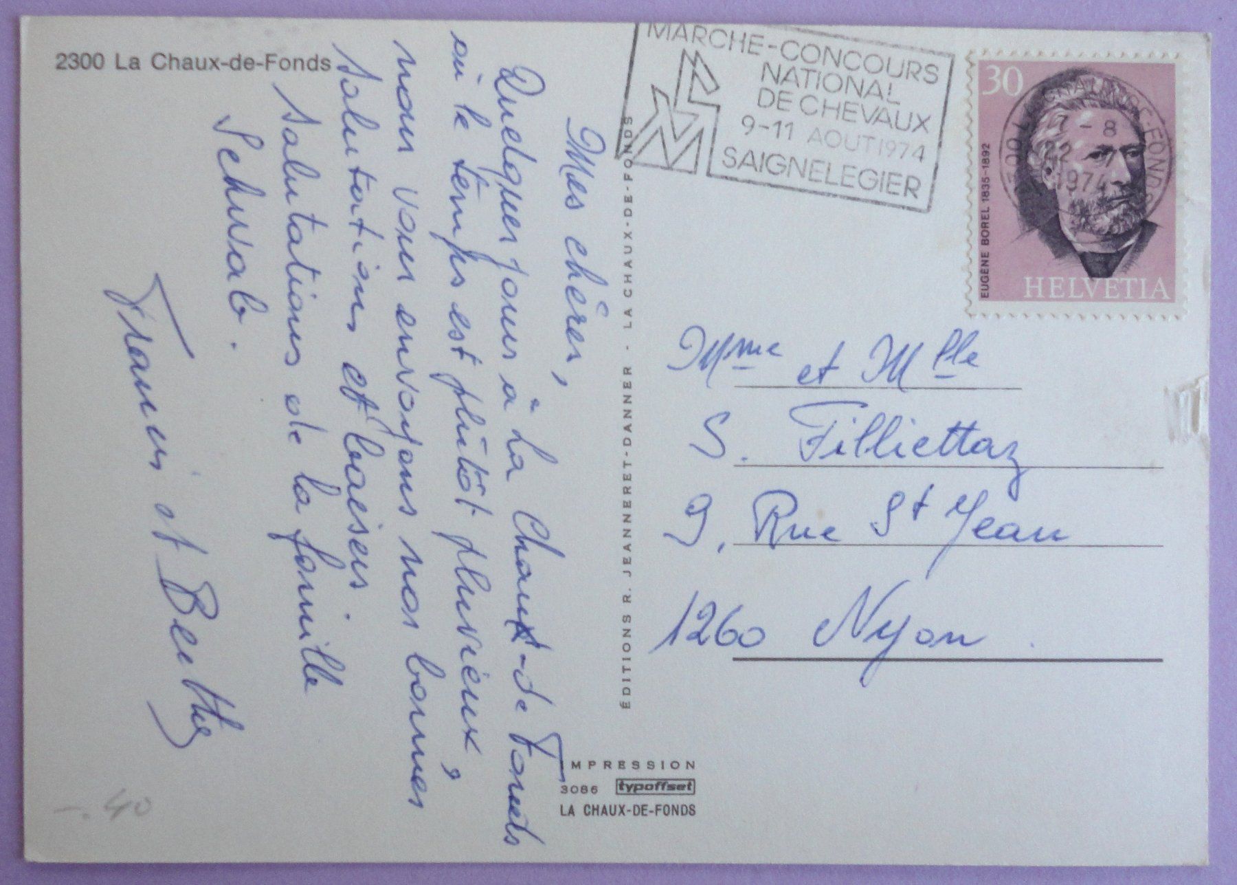 Cartoline postali: La chaux-de-Fonds – Difettoso da Fétigny venduto da Billy2miny 1