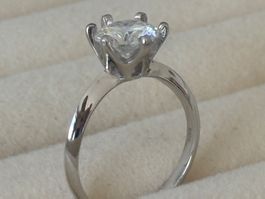 🌹🌹Luxus Elegante17/7 Ring2ct Solitär Zirkonia Farbe:Silber
