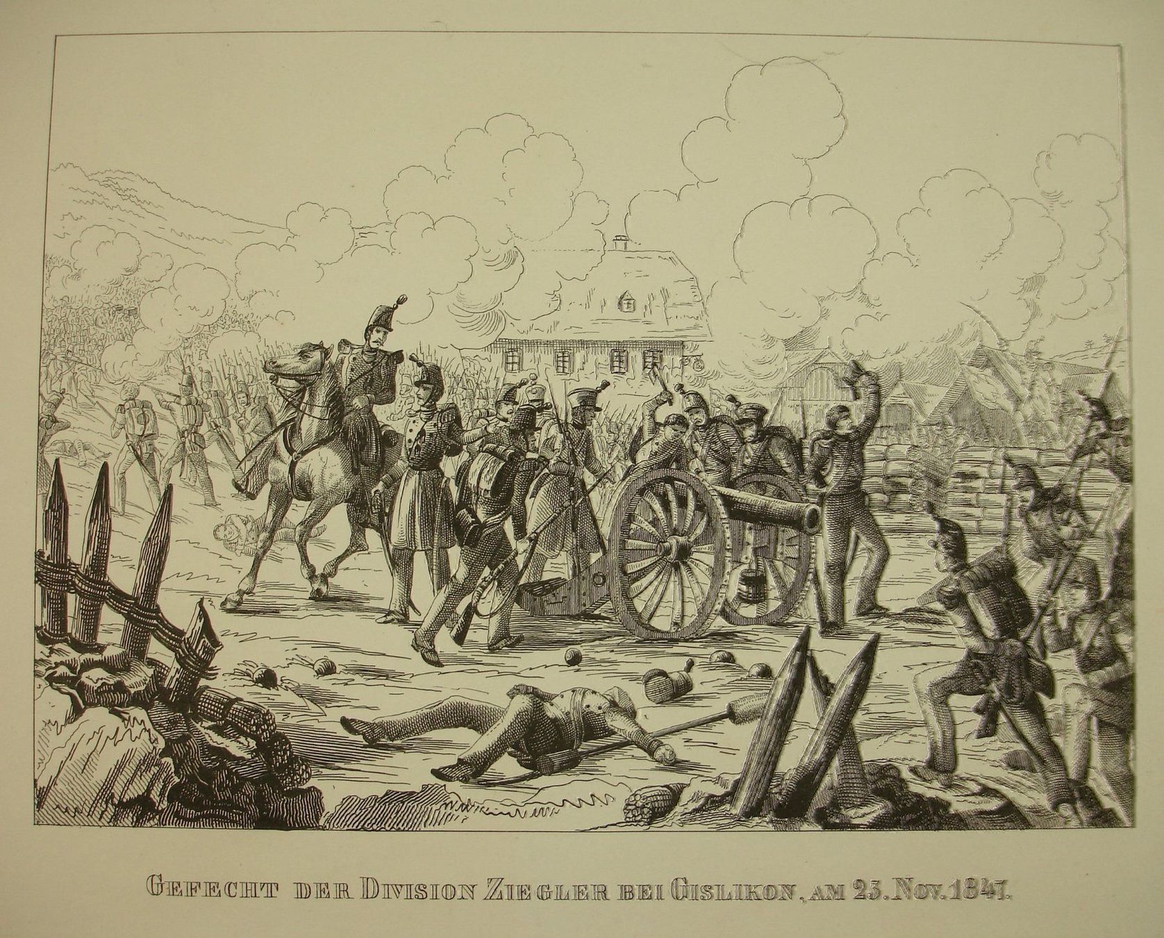 Incisioni: GISLIKON, 2 FEDERLITHOGRAPHIEN UM 1850 – Usato da Grüningen venduto da Kartensammler 5