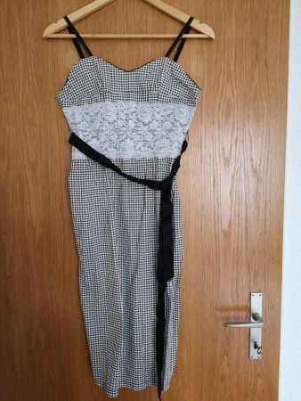 Superschickes süsses Kleid Made in UK Gr. 34-36 schwarzweiss