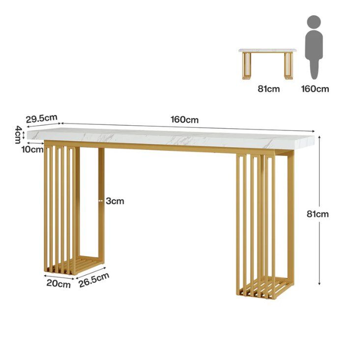 Tavoli: Konsolentisch 160cm Gold Marmor modern – Nuovo e nell'imballaggio originale da Gretzenbach venduto da Genfi-Shop 1