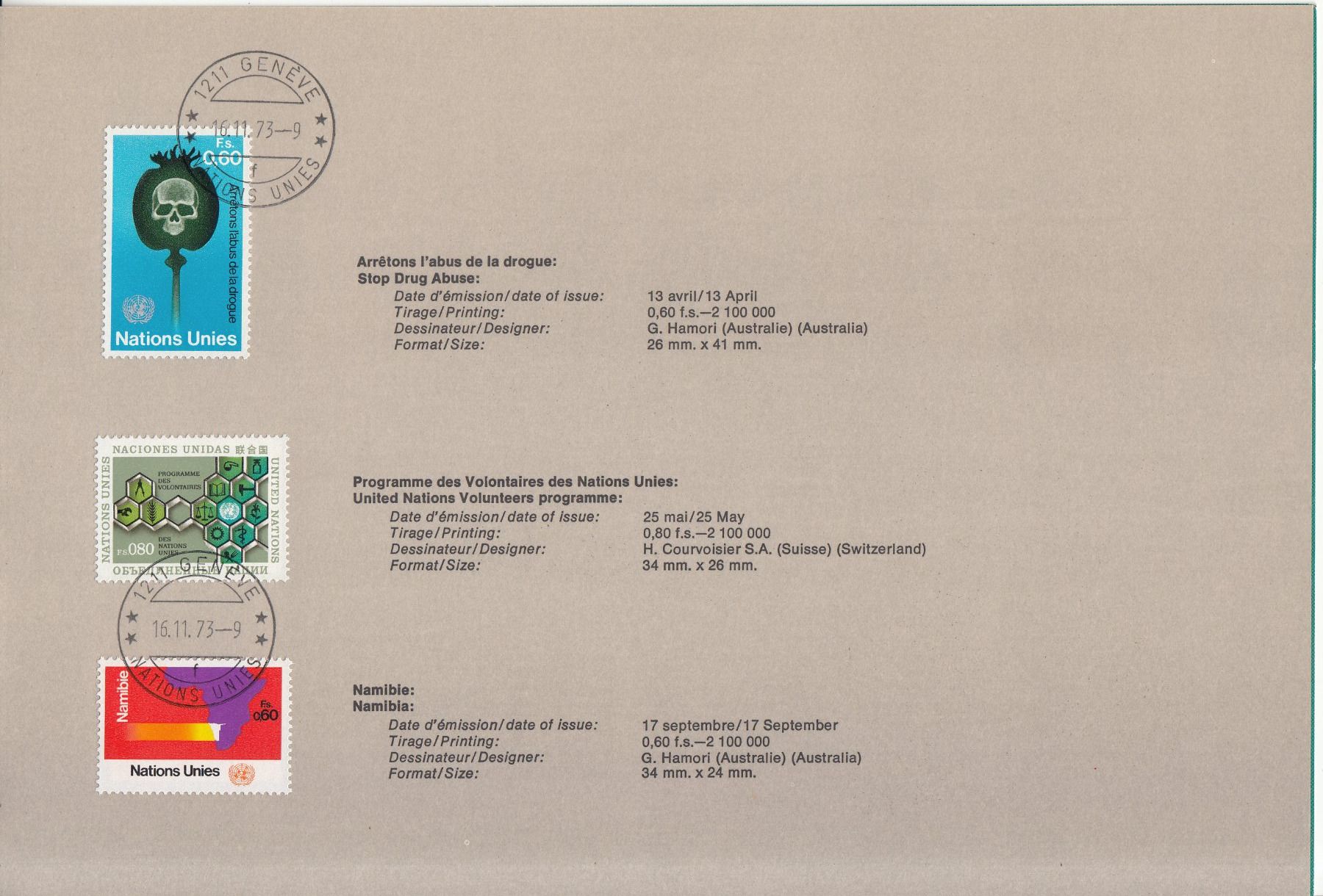 Tutti i francobolli: Uno Genf Souvenir-Folder 1973 mit ET – Usato da Bürglen TG venduto da StampGraf 2