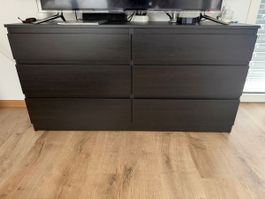 Top Zustand dunkle Kommode IKEA MALM 6 Schubladen 2024
