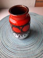 Vintage Keramik Vase, Rot/Weiss, 70er Jahre Design!