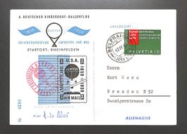 1960 Freiballon BERNINA Unterschrift Pilot Scheer BELPRAHON