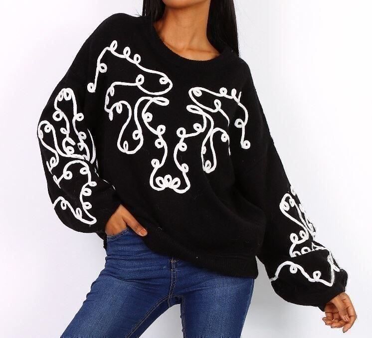 Maglioni & Felpe: Pull noir motif blanc – Nuovo e nell'imballaggio originale da Petit-Lancy venduto da mina222