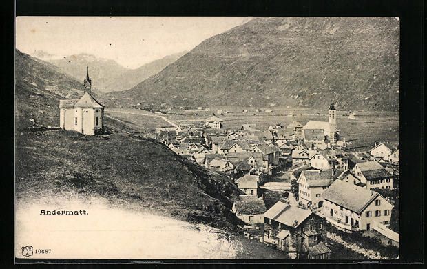Cartoline postali: AK Andermatt, Teilansicht mit Kapelle – Usato da Berlin venduto da bartko-reher