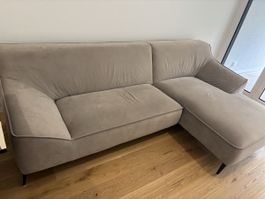 Sofa with chaise longue beige velvet 20 CHF