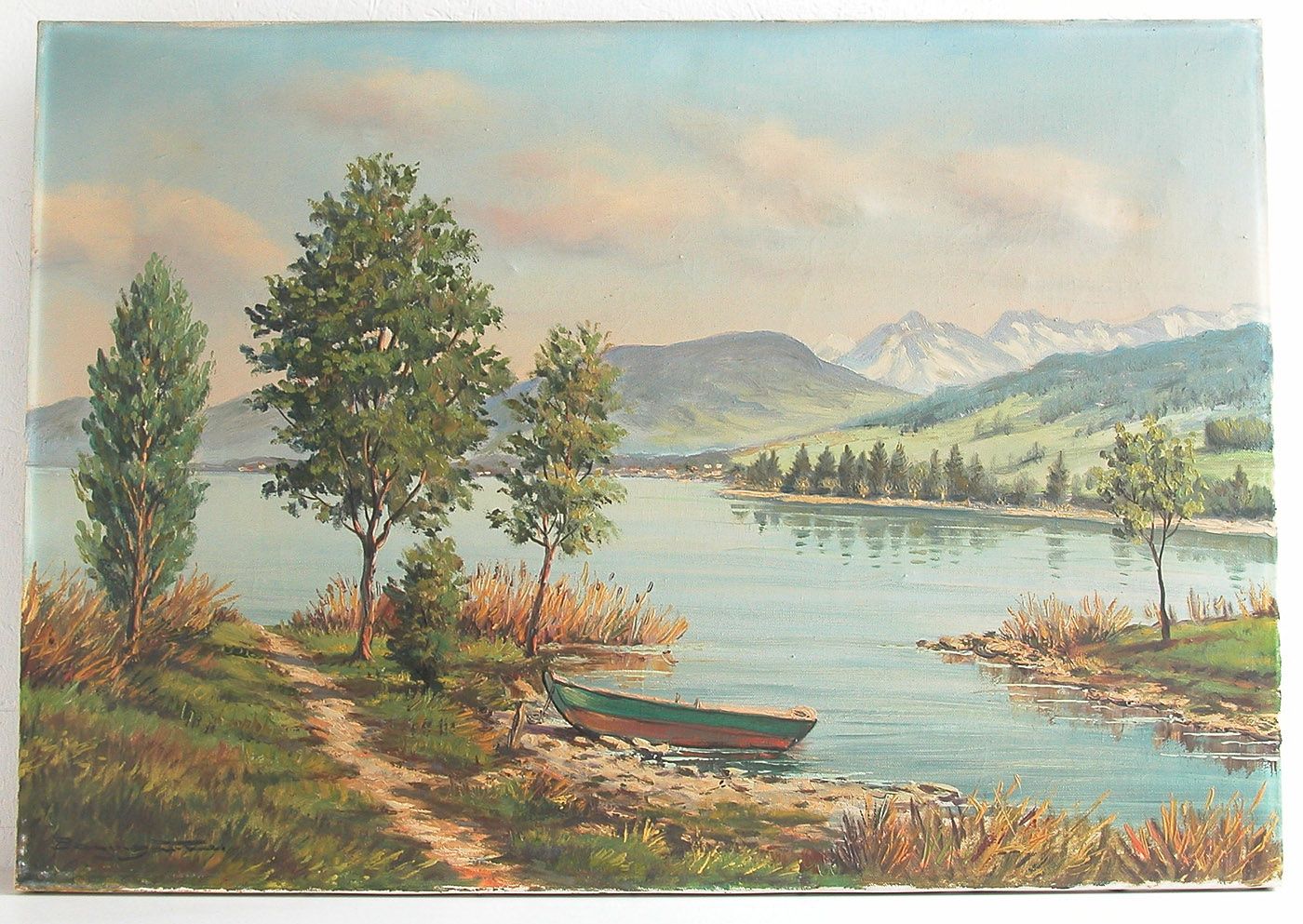 Gemälde: Oel-Gemälde Schweizer Landschaft um 1952 – Gebraucht aus Oberwil BL von Klang