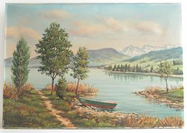 Oel-Gemälde Schweizer Landschaft um 1952