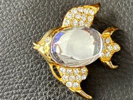 Broche vintage poisson doré avec strass