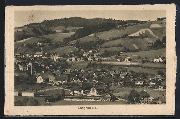 Ansichtskarten: AK Langnau i. E., Teilansicht mit Kirche – Gebraucht aus Berlin von bartko-reher