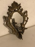 Wandkerzenhalter mit Spiegel Messing antik Ornamente